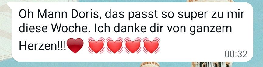 WhatsApp-Nachricht aus der Community: Das passt so super zu mir diese Woche. Ich danke dir von ganzem Herzen.